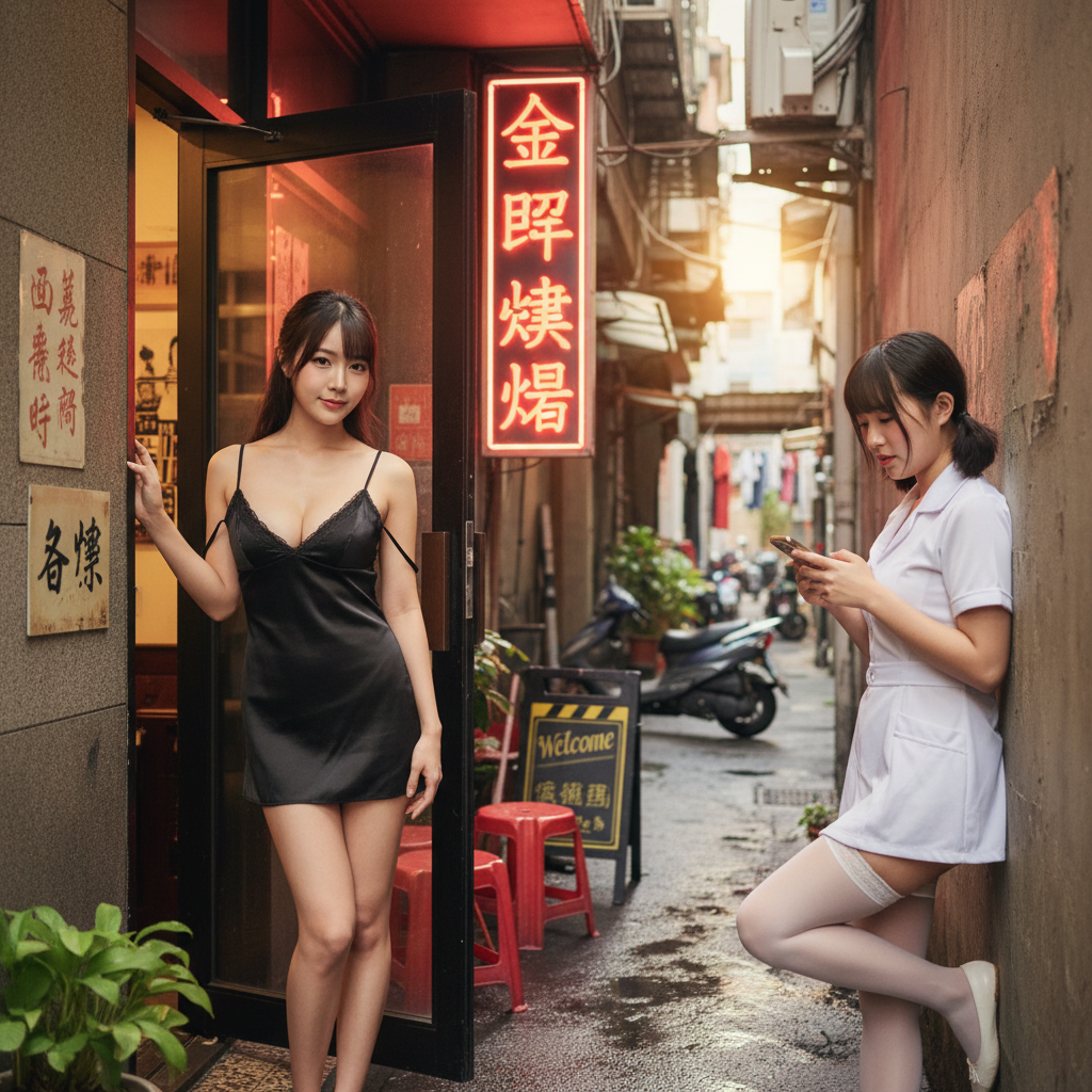 林森北路酒店入口深夜街景