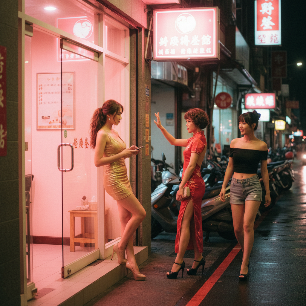 台中養生館門口夜景