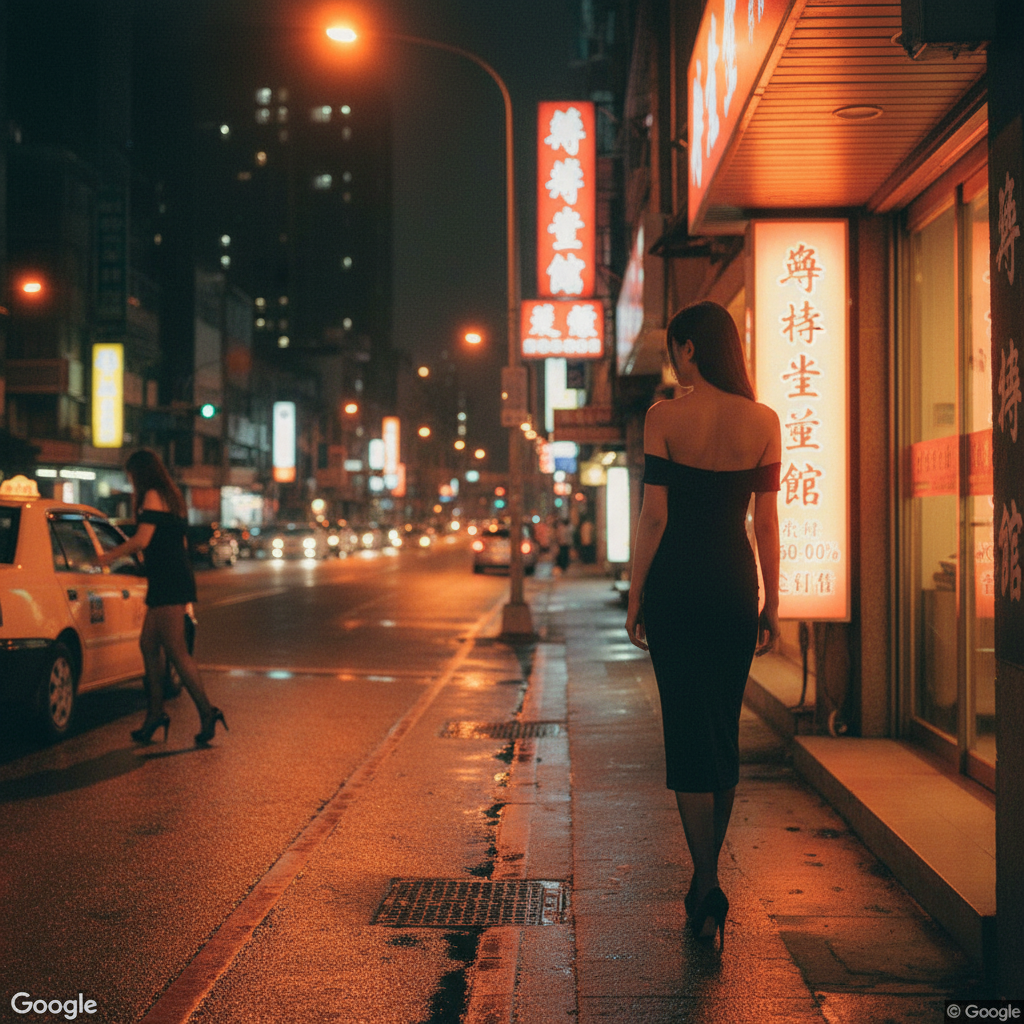 中壢新生路養生館街區夜景